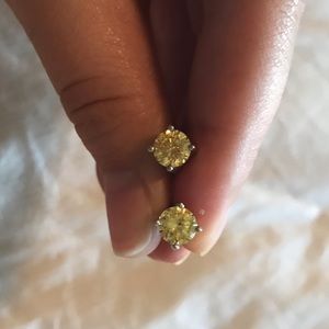 Yellow Sparkly Stud Earrings